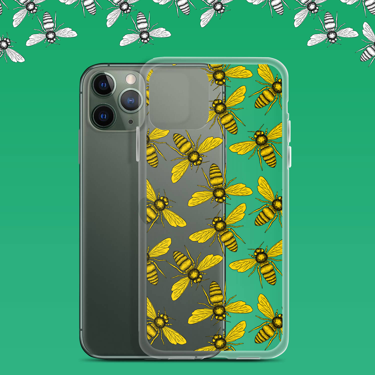 Hand drawn Honey Bees iPhone case